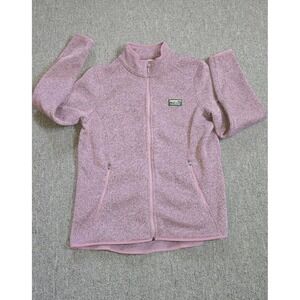 LL Bean Women's Rugged Sweater Fleece Full Zip Jacket Polyester Mauve XL